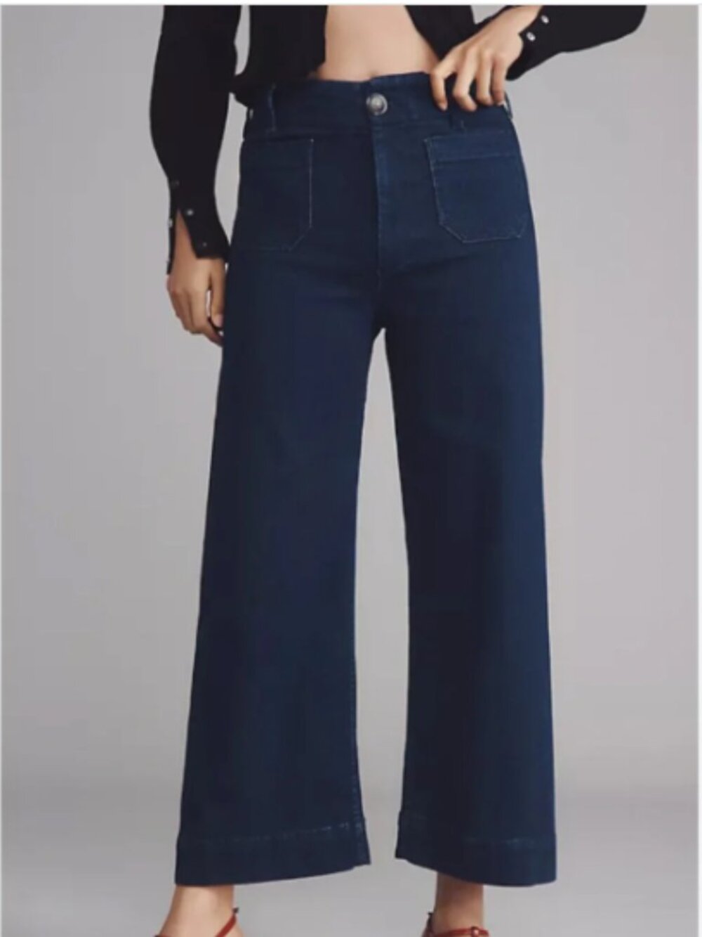 Anthropologie Maeve Jeans The Colette Pant Wide-Leg Dark Wash Denim 26